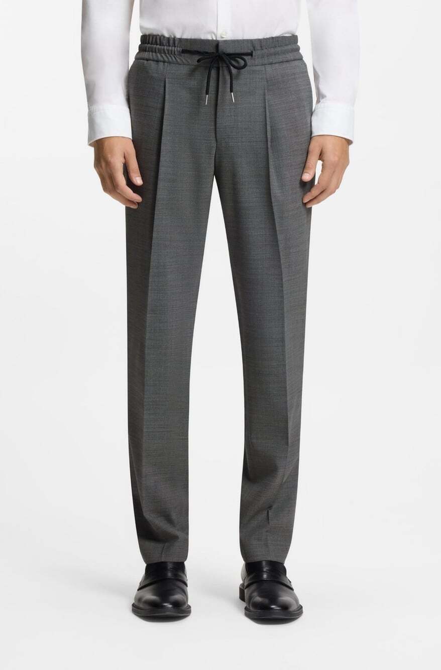 Hugo Boss Banks2 Wool-Blend Trousers US 40R IT 56 Mens Gray Unfinished Hem $225